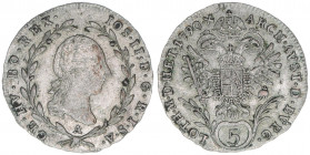 Joseph II. 1780-1790
10 Kreuzer, 1790 A. Wien
2,23g
J.8
ss+