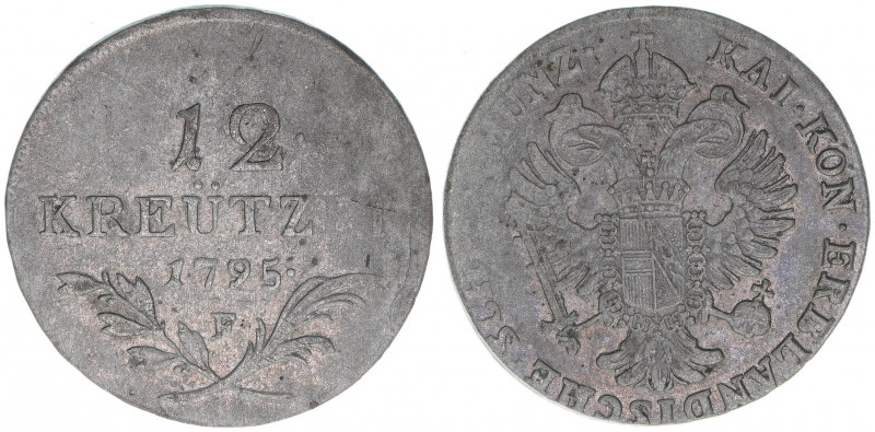 Franz II. (I.) 1792-1835
12 Kreuzer, 1795 F. Hall
4,87g
MT1379
ss