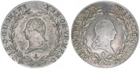 Franz II. (I.) 1792-1835
20 Kreuzer Avers, incuse. äußerst selten!!
ohne Jahr
6,62g
ANK --
ss/vz