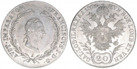 Franz II. (I.) 1792-1835
20 Kreuzer, 1826 A. Wien
6,53g
J.196
vz