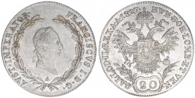 Franz II. (I.) 1792-1835
20 Kreuzer, 1827 A. Wien
6,68g
J.196
vz