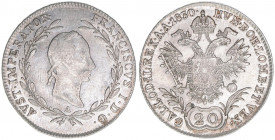 Franz II. (I.) 1792-1835
20 Kreuzer, 1830 A. Wien
6,63g
ANK 46
vz