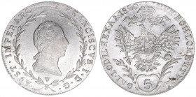 Franz II. (I.) 1792-1835
5 Kreuzer, 1820 V. Venedig
2,20g
ANK 31
stfr