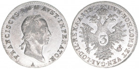 Franz II. (I.) 1792-1835
3 Kreuzer, 1826 A. Wien
1,74g
ANK 28
vz/stfr