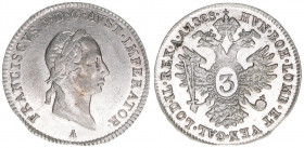 Franz II. (I.) 1792-1835
3 Kreuzer, 1829 A. Wien
1,83g
ANK 28
vz/stfr