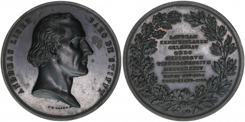 Franz II. (I.) 1792-1835
Bronzemedaille, ohne Jahr. auf Anreas Liber Baron de St...