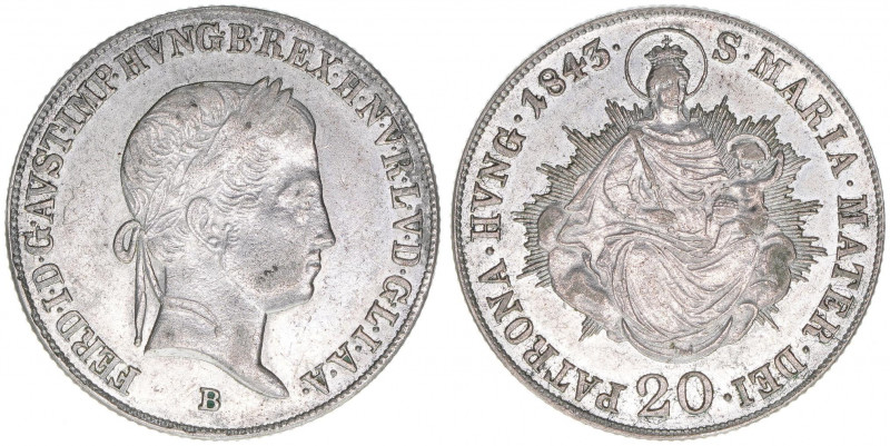 Ferdinand I.1835-1848
20 Kreuzer, 1843 B. Kremnitz
6,58g
ANK 15
vz