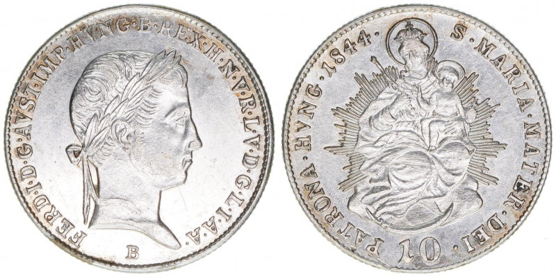 Ferdinand I.1835-1848
10 Kreuzer, 1844 B. Kremnitz
3,90g
ANK 15
vz/stfr