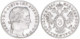 Ferdinand I.1835-1848
3 Kreuzer, 1845 A. Wien
1,69g
ANK 2
stfr