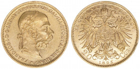 Franz Joseph I. 1848-1916
20 Kronen, 1895. Wien
6,77g
ANK 24
vz/stfr