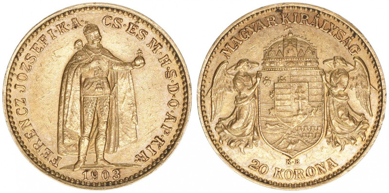 Franz Joseph I. 1848-1916
20 Korona, 1903 KB. Kremnitz
6,77g
ANK 39
vz