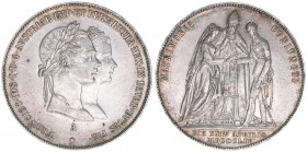 Franz Joseph I. 1848-1916
Hochzeitsgulden, 1854 A. selten
Wien
12,95g
ANK44
vz+