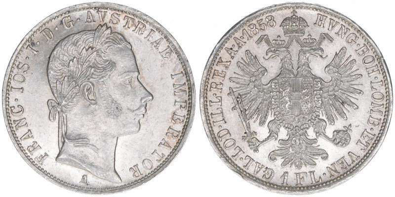 Franz Joseph I. 1848-1916
1 Gulden, 1858 A. Wien
12,32g
ANK 28
stfr