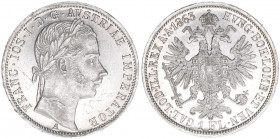 Franz Joseph I. 1848-1916
1 Gulden, 1863 A. Wien
12,37g
ANK 28
stfr