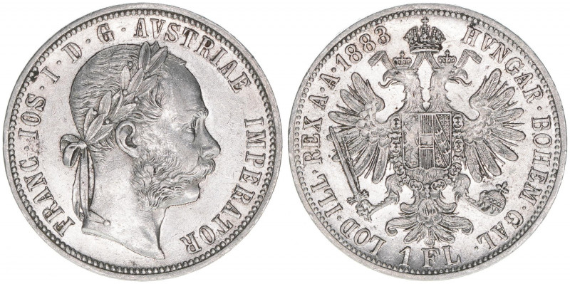 Franz Joseph I. 1848-1916
1 Gulden, 1883. Wien
12,35g
ANK 31
vz+