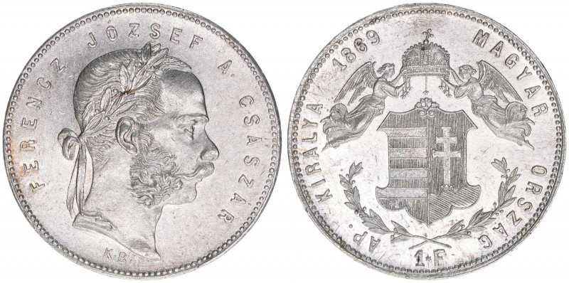 Franz Joseph I. 1848-1916
1 Forint, 1869 KB. Kremnitz
12,33g
ANK 92
vz/stfr