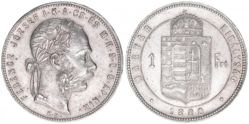 Franz Joseph I. 1848-1916
1 Forint, 1880 KB. Kremnitz
12,35g
ANK 93
vz+