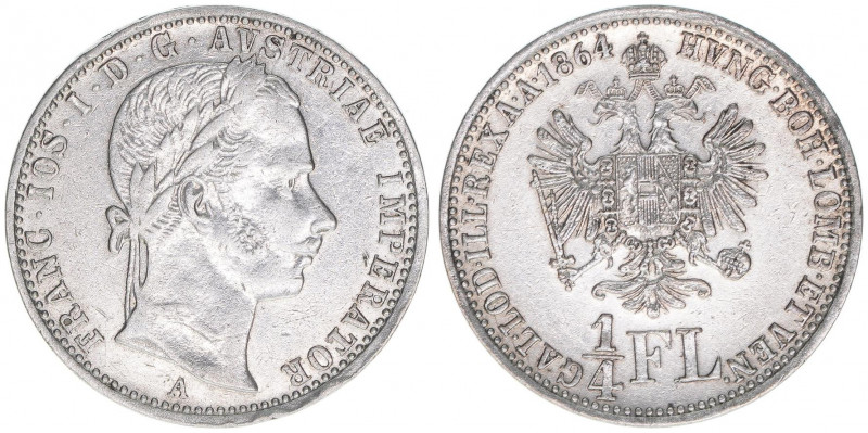 Franz Joseph I. 1848-1916
1/4 Gulden, 1864 A. Wien
5,31g
ANK 24
vz+