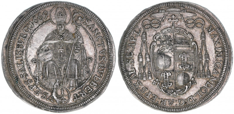 Max Gandolph Graf Kuenburg 1668-1687
Erzbistum Salzburg. 1/4 Taler, 1669. Salzbu...