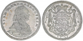 Sigismund III. Graf Schrattenbach 1753-1771
Erzbistum Salzburg. 10 Portraitkreuzer, 1767. Salzburg
3,78g
Zöttl 3069, Probszt 2342
vz