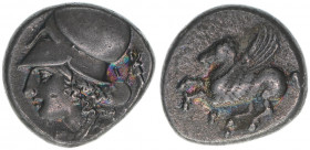 Korinth
Griechen. AR Stater, 345/307 BC. Pegasus Nach links - Athenakopf mit korinthischem Helm
8,53g
ss/vz