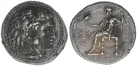 Mazedonien Alexander III. der Große 336-323 BC
Griechen. Tetradrachme, 311/305 posthum. Herakleskopf - Zeus sitzt nach links
16,83g
vz