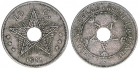 1908-1960
Belgisch-Kongo. 10 Centimes, 1911. Kupfer-Nickel
3,94g
Schön 18
ss/vz