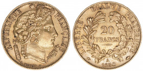 2. Republik 1848-1852
Frankreich. 20 Francs, 1850 A. Gold
6,44g
KM 762
ss/vz