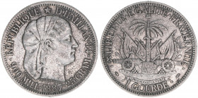 1 Gourde, 1887
Haiti Republik. 24,93g. KM 46
ss+