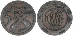 5 Francs, 1961
Katanga. Bronze. 6,51g
Schön 2
vz