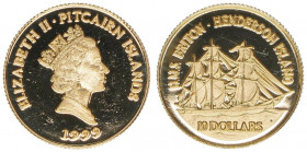 10 Dollars, 1999
Pitcairn Islands. 999. Gold
1,24g
PP