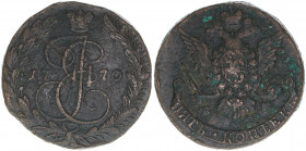 Katharina II.
Rußland. 5 Kopeken, 1770 EM. 47,97g
ss