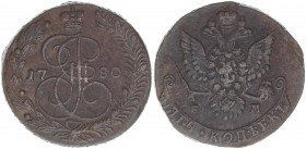Katharina II.
Rußland. 5 Kopeken, 1780 EM. 53,77g
ss/vz