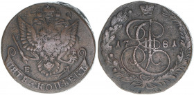 Katharina II.
Rußland. 5 Kopeken, 1781 EM. 50,41g
ss