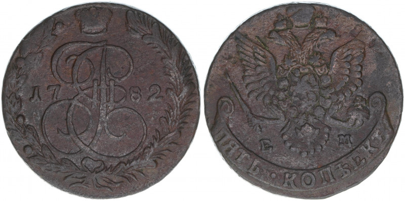 Katharina II.
Rußland. 5 Kopeken, 1782 EM. 58,58g
ss+