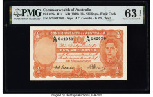 Australia Commonwealth Bank of Australia 10 Shillings ND (1949) Pick 25c R14 PMG Choice Uncirculated 63 EPQ. As made wrinkle noted. 

HID09801242017

...