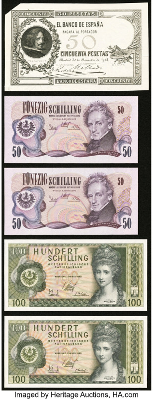 Austria National Bank 100 Schilling 1969 (ND 1970) Pick 145a Two Consecutive Exa...