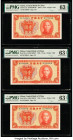 China Central Bank of China 1 Yuan 1936 Pick 211a S/M#C300-92 Four Examples PMG Choice Uncirculated 63 EPQ (4); China Japanese Imperial Government 100...