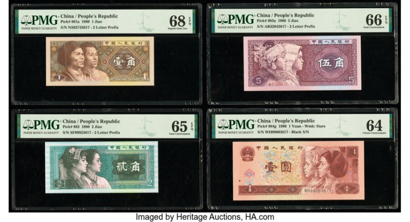 China People's Bank of China Group Lot of 7 Examples PMG Superb Gem Unc 68 EPQ; ...