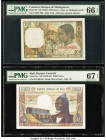 Comoros Banque de Madagascar et des Comores 100 Francs ND (1963) Pick 3b PMG Gem Uncirculated 66 EPQ; Mali Banque Centrale du Mali 1000 Francs ND (197...