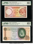 Egypt National Bank of Egypt; Central Bank 50 Piastres; 10 Pounds 1960; 1961-65 Pick 29d; 41 Two Examples PMG Gem Uncirculated 66 EPQ; Gem Uncirculate...