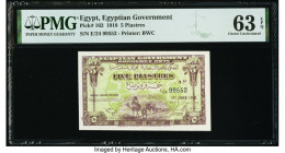 Egypt Egyptian Government 5 Piastres 1.6.1918 Pick 162 PMG Choice Uncirculated 63 EPQ. 

HID09801242017

© 2022 Heritage Auctions | All Rights Reserve...