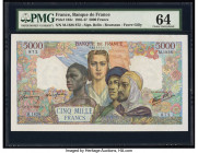 France Banque de France 5000 Francs 7.2.1946 Pick 103c PMG Choice Uncirculated 64. Minor rust is noted on this example. 

HID09801242017

© 2022 Herit...
