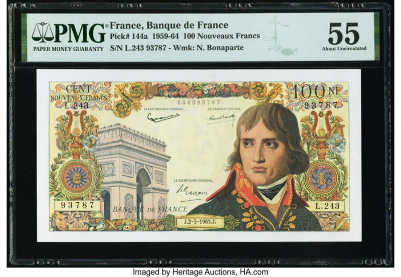 France Banque de France 100 Nouveaux Francs 2.5.1963 Pick 144a PMG About Uncircu...