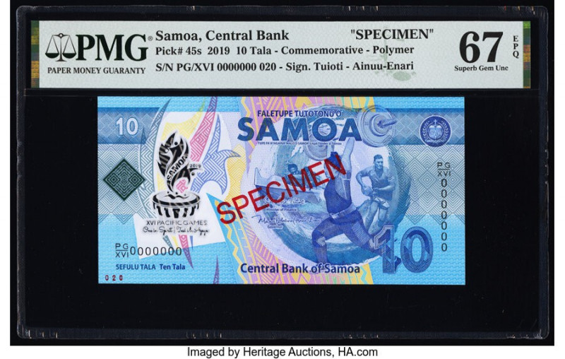 Samoa Central Bank of Samoa 10 Tala 2019 Pick 45s Commemorative Specimen PMG Sup...