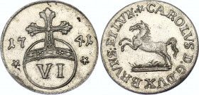 German States Brunswick-Wolfenbüttel 6 Pfennig 1741
KM# 855; N# 89154; Silver; Karl I; XF-AUNC.