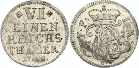 German States Fulda 1/6 Taler 1758
KM# 101; Schön# 53; N# 94069; Silver; Adalbert II of Walderdorff; XF.