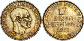 German States Hannover 1/12 Taler 1851 B
KM# 206; N# 32591; Silver; Ernest Augustus; UNC.