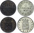 German States Nassau 2 x 6 Kreuzer 1831 - 1855
KM# 53 - 62; Silver; Wilhelm - Adolph; AUNC-UNC.