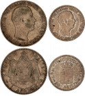 Greece Crete 50 Lepta & 1 Drachma 1901
KM# 6-7; Silver; Prince George; Rare coins; VF.